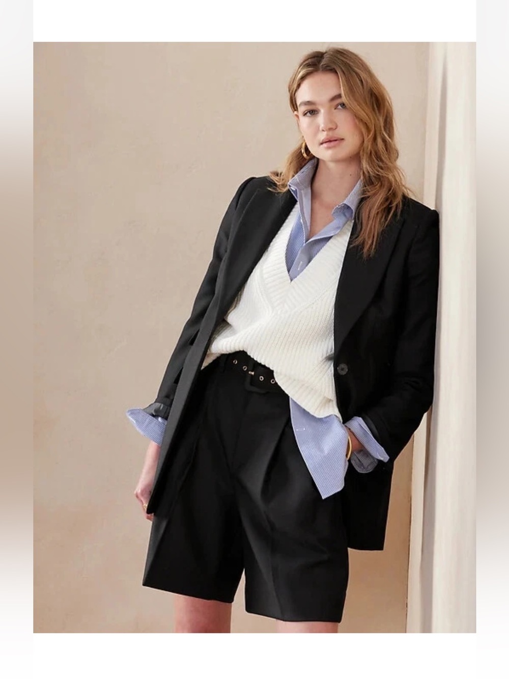 Banana Republic Blazer Jacket Womens 12 Black Italian Wool Sculpted Fit